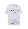 Lanvin 디자이너 T 셔츠 Tees Lanvis 셔츠 New Mens 셔츠 Langfan Chengyi 같은 스타일의 짧은 슬리브 자수 편지 캐주얼 Lanvins 티 라운드 넥 6187