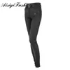 Jeans aisiyifushi skinny in pelle magro jeans donna sexy pantaloni in pelle stretta pantaloni femminili pantaloni a matita in vita alta donna in pelle jeans nero