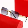 Lunettes de soleil de designer pour femmes mens lunettes de soleil de designer nuances luxe carti lunettes rectangle sans monture corne de buffle mode classique mens lunettes noires claires