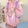 Sweats à capuche pour femmes 2023 automne Harajuku femmes Kawaii mignon dessin animé ours imprimé sweat à capuche adolescent Mori filles amis correspondant pulls hauts