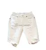 Men's Shorts 2022 Summer Fashion Cropped Men's Tattered Ripped Shorts Loose Straight Casual White Denim Pants Streetwear Men Boyfriend Jeans T230502