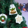 Sublimation 3 Inch Ceramic Round Pendant Christmas Tree Ornaments Holiday Decor With Rope Blank DIY For Heat Press Print