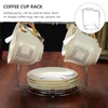 Wall Clocks Coffee Cup Rack Metal Mug Stainless Steel Wire Tree Stand Holder Saucers Display