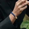 Filo da 10 mm in legno opaco per donna uomo pietra naturale perline grandi braccialetto elasticizzato in onice nero gioielli per preghiera di meditazione
