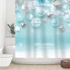 Curtains Christmas Shower Curtain Liner Traditional Celebration Theme Pine Leaves Ball Pendant Stars Classic Design Fabric Shower Curtain