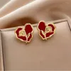 Stud Earrings Vintage Fashion Trend Heart Shape For Women Sweet Girls Cute Love Dangle Drop Brincos Jewelry Accessories