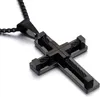 YL Collier Croix pour Homme Plaqué Or 18 carats Argent S925 Grand Pendentif Jésus Christ Blanc/Or/Noir Bijoux Chaîne Rollo Convient pour 20cm 55.9cm 66cm 71.1cm Chaîne Collier