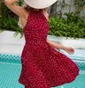 디자이너 드레스 2023 여름 폴카 도트 캐주얼 민소매 드레스 섹시한 해변 휴가 의류 숙녀 Y2303