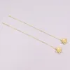 Orecchini pendenti in oro giallo massiccio 18kt puro da donna O Link Flower Bead Line 1.2-1.4g 90 10mm