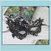 Маски для вечеринок женщины y gothic black strinestone Цветочный кружев