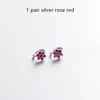 Orecchini a cerchio Orecchino in argento sterling 925 Moda Rosa Rosso Bianco Zircone Fiore Orecchino Anello Fibbia in osso Mini tendenza carina Ragazza selvaggia Jewe