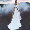 Festklänningar sjöjungfru bröllopsklänningar 2020 mjuka satin brudklänningar från axelprinsessan bröllopsfest klänning med avtagbar kjol T230502