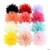 Hair Accessories Baby Clips 3.5 Inch Girl Chiffon Flowers Hairpins Boutique Ribbon Flower With Clip Children Fashion Barrettes Drop Dh3Ky