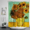 Rideaux Van Gogh Art peinture rideaux de douche salle de bain impression 3D tissu imperméable avec crochet motif géométrique rideau de baignoire décoratif