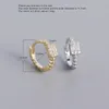 Boucles d'oreilles créoles 925 boucles d'oreilles en argent Sterling mode carré Zircon perle oreille anneau boucle Double cercle tempérament femme fille bijoux