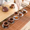 Tools Japanese Wooden Tea Cup Pad Resin Pine Coffee Cup Mat Pad With Holder Coasters Durable Heat Insulation Square Round Mat Set