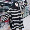 Women's Sweaters Sweater Gothic Punk Striped Knitted Loose Hollow Long Pullover Harajuku Chic Street Clothing Y2k