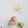Adesivi murali Rimovibili 3D Modello Luna Adesivo Decalcomania Simpatico Cartton Superficie a specchio acrilico Sfondo per l'arredamento della camera da letto dei bambini