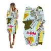 Повседневные платья Midi для женщин 2023 Печать Spaper Streetwear Мода с длинным рукавом женская одежда плюс одежда винтажные женские платья