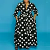 Robes de travail femmes robe grande taille XL-5XL élégant Maxi à pois imprimé bureau dame bouton Vestidos en gros livraison directe