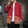 Мужская куртка льняная куртка китайский стиль мужской вышитый вышитый невысокий ошейник Harajuku повседневное покрытие традиционное пальто традиционное