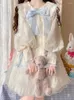 Lässige Kleider Sweet Mori Girl Fairy Lolita Style Damen Kleid Frühling Matrosenkragen Schleife Bandage Langarm Prinzessin Preppy Mid