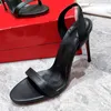 Damesschoenen met dunne hak van echt leer Luxe designer hoge hakken met een rechte band aan de achterkant Bruiloftsschoenen Zomersandalen Nieuwe damesschoenen Maten 35-43 + doos