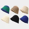 Basker handgjorda krokblomma hatt kvinnlig koreansk version fiskare mode skugga hinkar hattar för kvinnor vinter virkning mössor