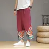 Pantaloni da uomo in cotone e lino stile cinese Pantaloni casual con stampa drago Primavera Estate Plus piccolo patchwork Harem Joggingzt2u