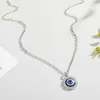 B T Evil Eye Pendant/Necklace Brass Rhinestone