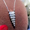 Chains Necklace For Women White Gold Tassel Pendant Gifted Wedding Party 925 Stamp Jewelry Bridal