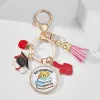 Creative Graduation Season Keychains Pendant Gift Time Glass Round Peach Heart Alloy Keychain Bag Hanging Jewelry