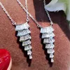 Chains Necklace For Women White Gold Tassel Pendant Gifted Wedding Party 925 Stamp Jewelry Bridal