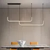 Hanglampen modern minimalisme LED -lamp voor eetkamer keukenbar woonslaapkamer balck lijn ontwerp plafond kroonluchter licht