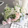 Dekorativa blommor rosa rosen Silk Artificial Peony Wedding Home Diy Decor High Quality Big Bouquet Accessories Craft White Fake Flower