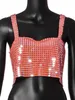 Womens Tanks Camis Sexy doorzien zwarte pailletten crop top vrouwen zomer y2k halter beach club party tank glitter bijgesneden dames s rave outfit 230428