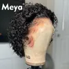 Short Pixie Cut Wig For Black Women Deep Water Wave Wigs Curly Bob Transparent Lace Front Human Hair