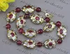 قلادة قلادة Z11555 19 "26mm Red Jade Egate White Pearl Gilding Betch Necklace