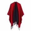 Schals 2023 Frauen Winter Ponchos Mantel Warme Schals Dame Kaschmir Luxus Übergroße Quasten Schal Cape Decke Strickjacken