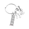 Keychains Music KeyChain Musicians Pianist Key Ring Piano Keyboard Guitar Sachs Notes Chain For Festival Gift DIY Jewelry Handmade