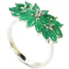 Ringos de cluster 22x14mm Jazaz 3.4g Romântico Real Green Emerald criou Kunzite Rosa para Mulheres Casamento 925 Solid Sterling Silver Ring
