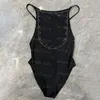 Strass Brief Vrouwen Badmode Zwart Eendelig Badpak Sexy Backless Cross Design Badpak Gewatteerde Verwijderbare Badpakken