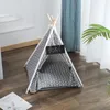 Mats Pet Tent House Dog Cat Bed Teepee with Cushion Linen Pet Tent Kennel for Dog Puppy Outdoor Indoor Portable Pet Dog Tent Supplies