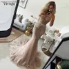 Abiti da festa Verngo Elegante abito da sposa a sirena champagne Perline a forma di cuore Gonna in tulle di pizzo aderente Abiti da sposa sexy lunghi per matrimonio T230502