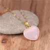 Collane con ciondolo Chic Gemstone Heart Collana Ametista Pietra naturale Catena in acciaio inossidabile Trendy Women Choker Jewelry Dropship