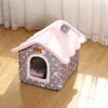 Кошачьи кровать собачья домика в помещении теплый питомник пещера гнездо
