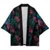 Ethnische Kleidung Blätter Drucken Hawaiihemd Traditioneller Haori Kimono Damen Herren Japanisch Strand Yukata Streetwear Strickjacke