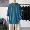 T-shirty męskie T-shirt Summer krótko-rękawoeved Men Massed Oversize koszula Streetwear Korean Loose Około szyi jedwabny jedwabny tshirt męski top m-2xl