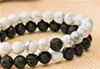 Strand 2Pc Set Couplesbracelets Distance Bracelet Lava Stone White Howlite Fashion Bracelets Mala Beads Yoga Bracelects Gift