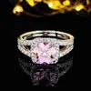 Designer Pink Gem Diamond Ring Plain Circle Jewelry bleknar inte ringkombination Sweet Valentine's Day Gift